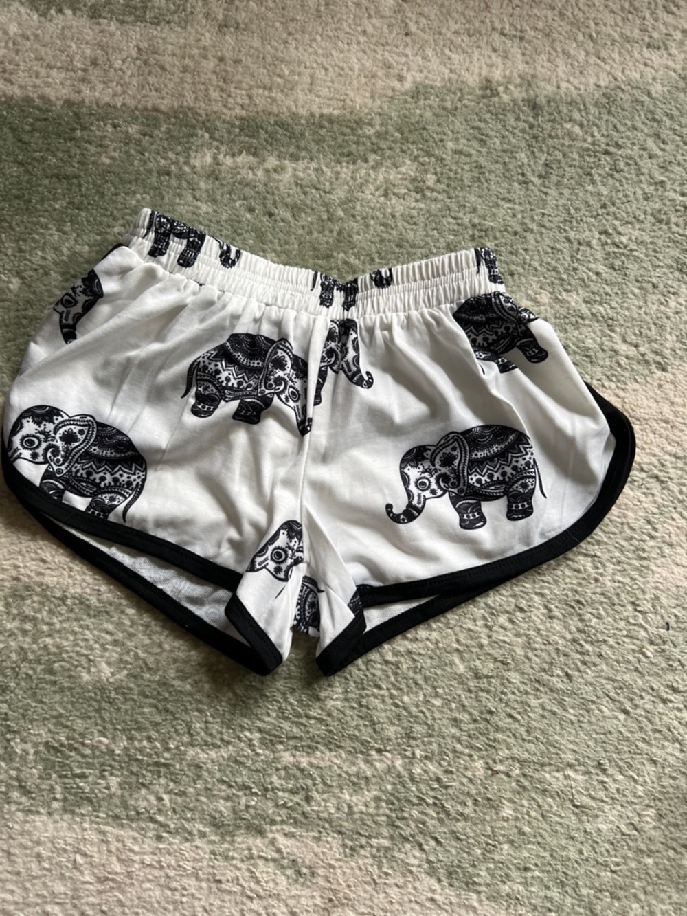 Women’s White Elephant Print Lounge Shorts